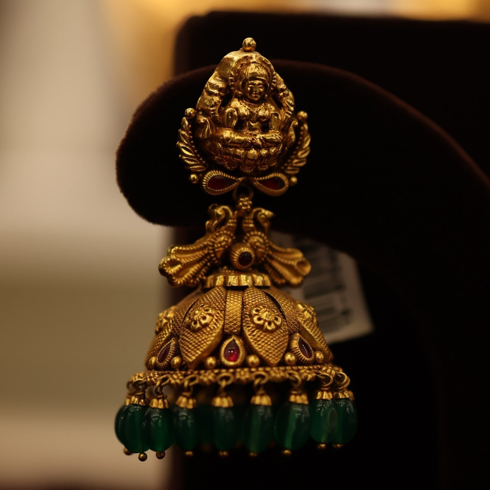 22KT Antique Green Beads Jumka