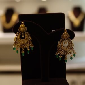 22KT Antique Chandbali Gold Earrings