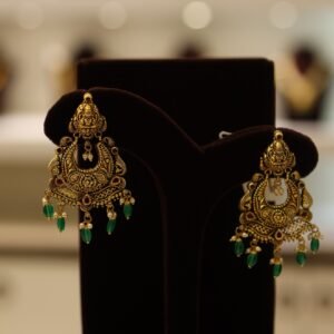 22KT Antique Chandbali Gold Earrings