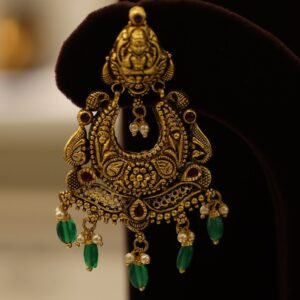 22KT Antique Chandbali Gold Earrings