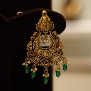 22KT Antique Chandbali Gold Earrings