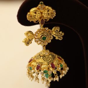 Antique Ruby Emerald Gold Jumka