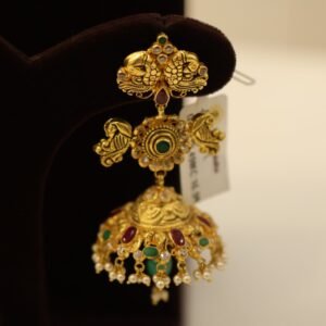 Antique Ruby Emerald Gold Jumka