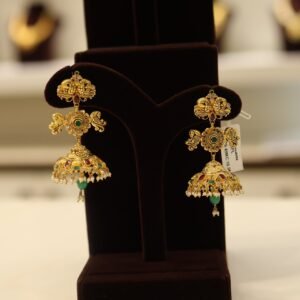 Antique Ruby Emerald Gold Jumka