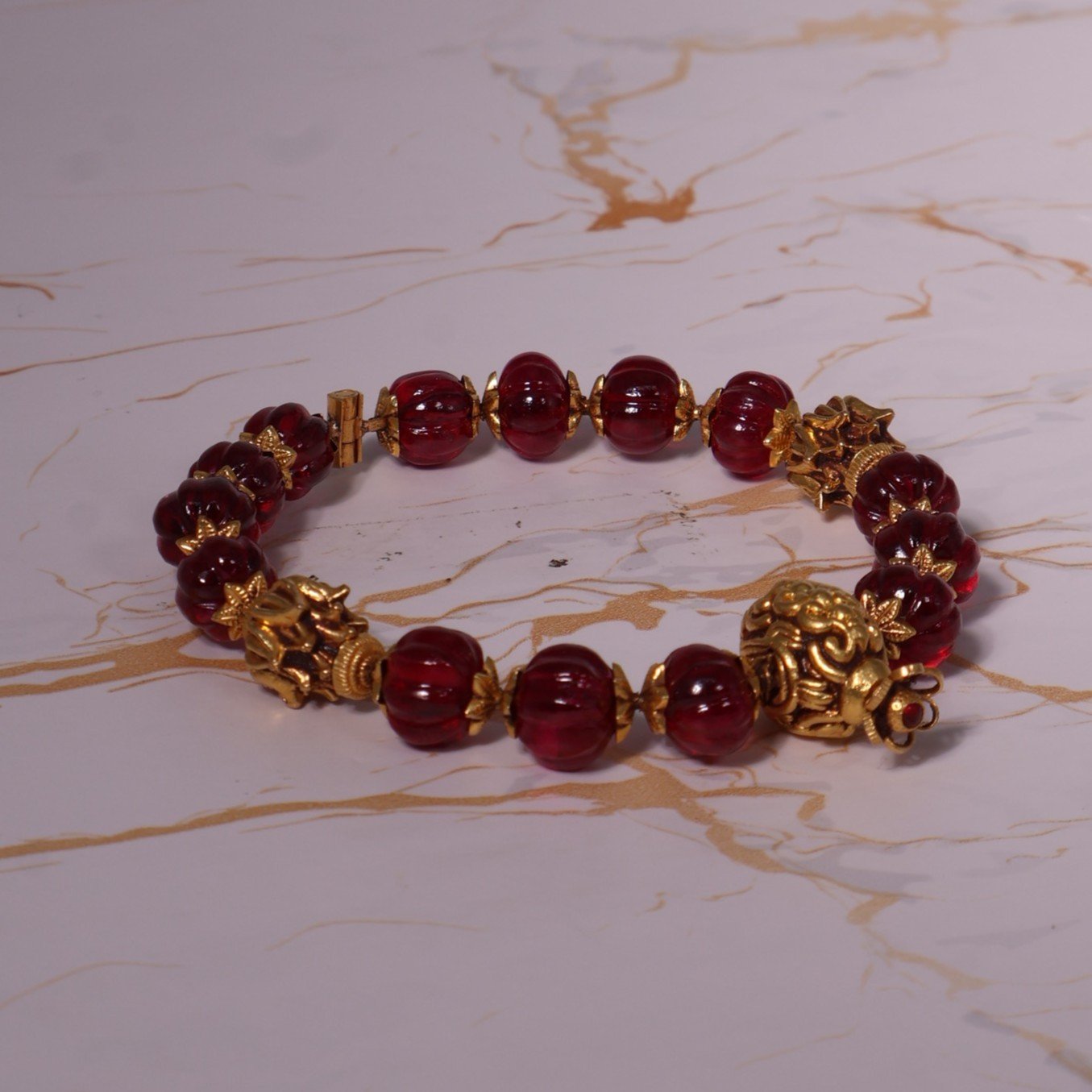 22KT Ruby Beads Gold Kada