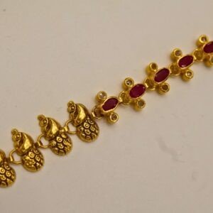 22KT Gold Multi-Stone Necklace with Ruby & Emerald (HUID Hallmarked) – 17.86g