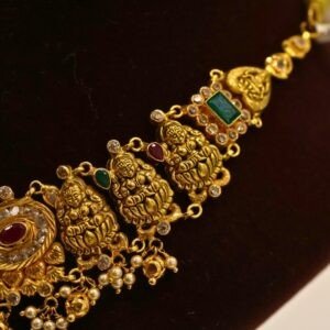 22KT Gold Lakshmi Design Multi-Stone Necklace (HUID Hallmarked) – Premium Bridal Collection (35.90g)