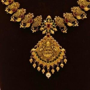 22KT Gold Multi-Stone Necklace (HUID Hallmarked) – Premium Traditional Collection (30.52g)