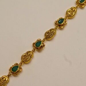 22KT Gold Lakshmi Pearl Multi-Stone Necklace (HUID Hallmarked) – Elegant Traditional Collection (15.45g)