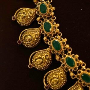 22KT Gold Peacock Multi-Stone Necklace (HUID Hallmarked) – Grand Bridal Collection (46.70g)