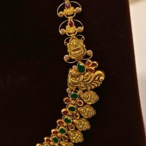 22KT Gold Multi-Stone Necklace (HUID Hallmarked) – Premium Bridal Collection (34.07g)