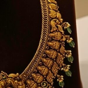 22KT Gold Antique Nakasa Peacock Necklace with Pearl (HUID Hallmarked) – Grand Bridal Collection (54.51g)