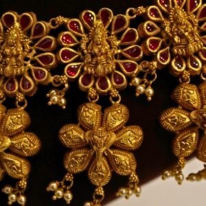 22KT Gold Antique Nakasa Lakshmi Necklace with Pearl (HUID Hallmarked) – Grand Bridal Collection (65.70g)