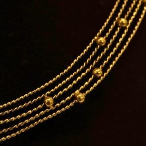 22KT Gold Antique Lakshmi Necklace with Pearl, Emerald Beads & Kundan Work (HUID Hallmarked) – Premium Traditional Collection (32.37g)