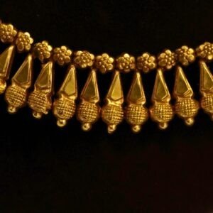 22KT Gold Antique Lakshmi Necklace with Gold Balls (HUID Hallmarked) – Elegant Traditional Collection (23.74g)