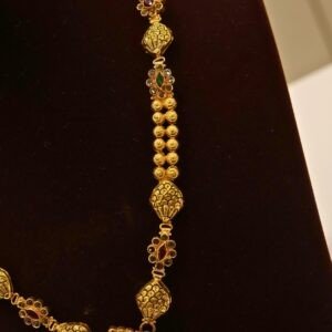 22KT Gold Multi-Stone Necklace (HUID Hallmarked) – Elegant Traditional Collection (29.76g)