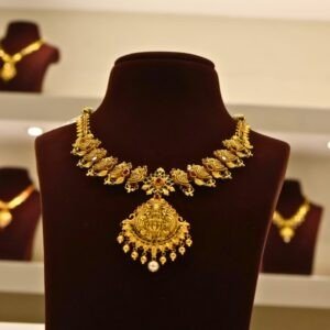 22KT Gold Multi-Stone Necklace (HUID Hallmarked) – Premium Traditional Collection (30.52g)