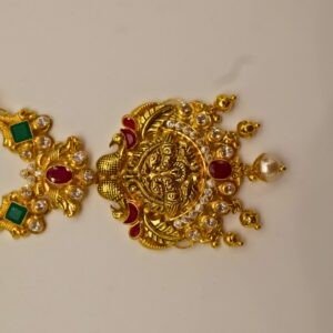 22KT Gold Peacock Design Multi-Stone Necklace (HUID Hallmarked) – Elegant Traditional Collection (19.41g)