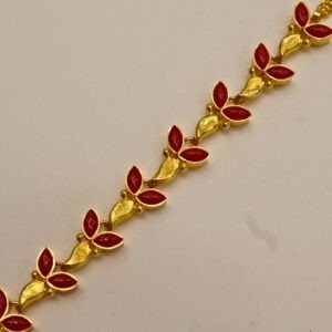 22KT Gold Coral Multi-Stone Necklace (HUID Hallmarked) – Elegant Traditional Collection (17.81g)