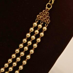 22KT Gold Pearl Layer Necklace with Gold Ball Work (HUID Hallmarked) – 12.16g