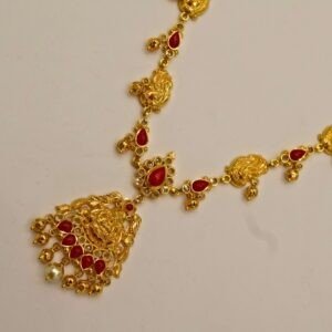 22KT Gold Coral Peacock Design Necklace (HUID Hallmarked) – Elegant Traditional Collection (15.86g)