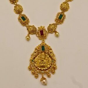 22KT Gold Multi-Stone Necklace (HUID Hallmarked) – Premium Traditional Collection (24.78g)