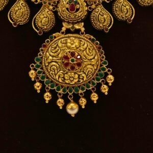 22KT Gold Peacock Multi-Stone Necklace (HUID Hallmarked) – Grand Bridal Collection (46.70g)
