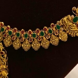 22KT Gold Multi-Stone Necklace (HUID Hallmarked) – Premium Bridal Collection (34.07g)