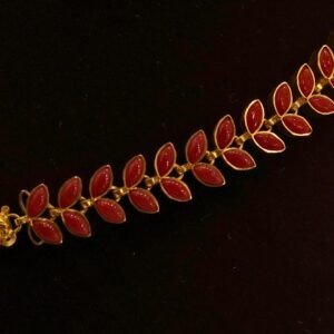 22KT Gold Coral Multi-Stone Necklace (HUID Hallmarked) – 24.65g