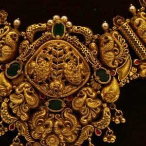 22KT Gold Antique Nakasa Necklace with Pearl & Gold Balls Work (HUID Hallmarked) – Grand Bridal Collection (42.27g)
