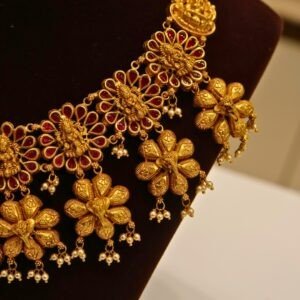22KT Gold Antique Nakasa Lakshmi Necklace with Pearl (HUID Hallmarked) – Grand Bridal Collection (65.70g)