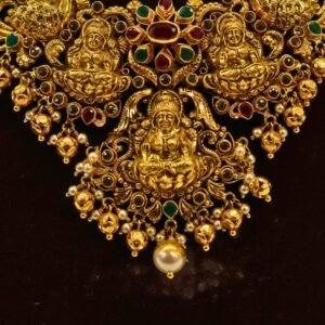22KT Gold Multi-Stone Necklace (HUID Hallmarked) – Premium Traditional Design (31.48g)