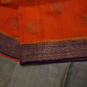Tussar Banarasi Silk Saree – Orange with Purple Combination (2 Colors Available)