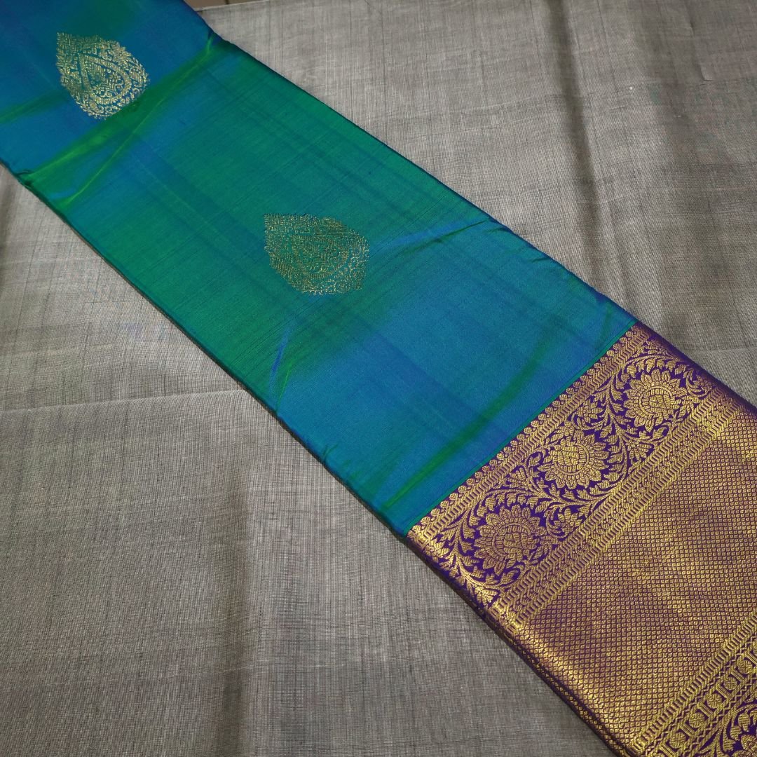 Kanchivaram Silk Saree – Peacock Green (Premium Wedding Collection)