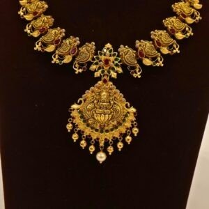 22KT Gold Multi-Stone Necklace (HUID Hallmarked) – Premium Traditional Collection (30.52g)