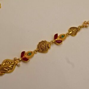 22KT Gold Multi-Stone Necklace (HUID Hallmarked) – Elegant Traditional Collection (14.57g)