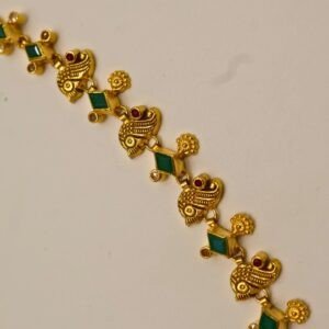 22KT Gold Multi-Stone Necklace (HUID Hallmarked) – Elegant Traditional Collection (16.61g)