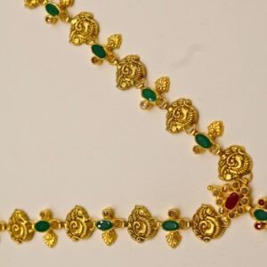 22KT Gold Lakshmi Multi-Stone Necklace (HUID Hallmarked) – Elegant Traditional Collection (14.82g)