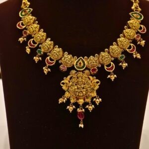 22KT Gold Ruby Multi-Stone Necklace with Gold Beads (HUID Hallmarked) – Elegant Traditional Collection (29.48g)