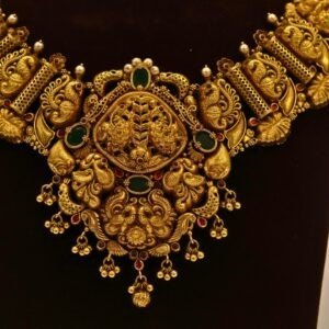22KT Gold Antique Nakasa Necklace with Pearl & Gold Balls Work (HUID Hallmarked) – Grand Bridal Collection (42.27g)