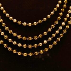 22KT Gold Antique Mohan Mala Pearl Short Necklace (HUID Hallmarked) – Traditional Collection (23.00g)