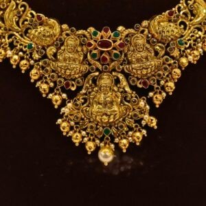 22KT Gold Multi-Stone Necklace (HUID Hallmarked) – Premium Traditional Design (31.48g)