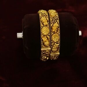 22KT Antique Gold Screw Bangles (HUID Hallmarked) – 35.78g