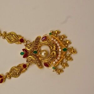 22KT Gold Multi-Stone Necklace (HUID Hallmarked) – Elegant Traditional Collection (14.57g)
