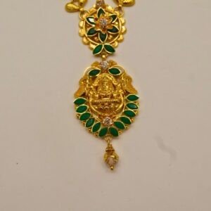 22KT Gold Multi-Stone Necklace (HUID Hallmarked) – Elegant Traditional Collection (21.46g)