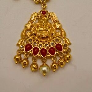 22KT Gold Coral Peacock Design Necklace (HUID Hallmarked) – Elegant Traditional Collection (15.86g)