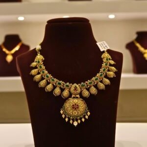 22KT Gold Peacock Multi-Stone Necklace (HUID Hallmarked) – Grand Bridal Collection (46.70g)
