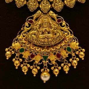22KT Gold Multi-Stone Necklace (HUID Hallmarked) – Premium Bridal Collection (34.07g)