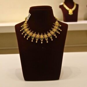 22KT Gold Lakshmi Design Multi-Stone Necklace (HUID Hallmarked) – 27.45g