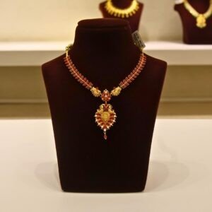 22KT Gold Coral Multi-Stone Necklace (HUID Hallmarked) – 24.65g